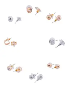 Brandsoon Set Of 8 Pairs combo Latest Stylish Gold Tone Smart Casual Wear Studs & Hoop Earrings For Women and girls(ER-FH-JS0030-02-20-16-08-15-23-26)
