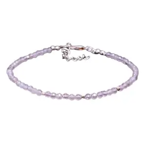 RRJEWELZ Rose Quartz Round Beaded Bracelet – Faceted 2-2.5mm Pink Stones with Silver Lock – 7 Inch Adjustable link Bracelet for Men & Women|LCBR_RR_05850