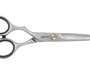ORANGEWOOD JAGUAR Micro J Pre Style Relax 5.5" Serrated Scissors - Grey, Alloy Steel, Polished Finish, Ambidextrous, Steel Handle with Rubber Grip, Hair Cutting & Styling for Barbers & Salons