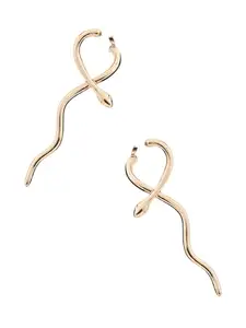 Priyaasi Contemporary Snake Pattern Gold Plated Dangler Earrings