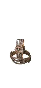 PINAARA ART Floral Design Crystal Bangle Set, Traditional Gold-Toned Double Bangles with Green Stone Work SIZE 2.6