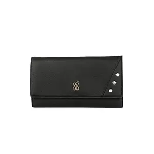 Baggit Women Black Wallet Large Size | Ladies Stylish Purse Bag | Credit Card Money Holder