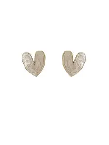 Subhagalankar Korean Western Heart Stud Earring For Women And Girls (white)