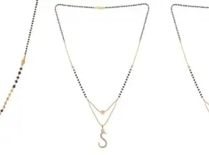 Gold Plated Traditional Black Bead Single Line American Diamond Pendant Mangalsutra for Women(Combo) Pack of 3 MS-25-1-45