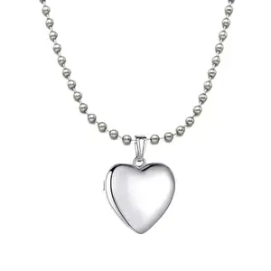 University Trendz Silver-Tone Heart Locket Pendant Chain Necklace for Women & Girls