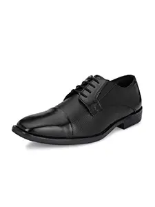 HiREL'S Men's Black Genuine Leather Lace Up Formal Shoes - hirel2554