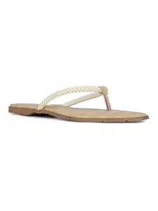 Inc.5 Womens Beige Striped Square Toe Casual Flat Slip-on Sandals