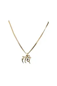 ZHABU Elegant Gold-Plated Pendant Necklace with Hindi Script Design – Stylish Traditional Jewelry