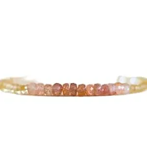 LKBEADS citrine & sunstone 2.5-3.5mm rondelle shape faceted cut gemstone beads 7 inch stacking bracelet with 925 sterling silver - silver plated lock gemstone clasp bracelet - link chian bracelet for unisex