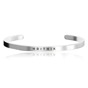 ETCHCRAFTEMPORIUM Etchcraft Emporium Personalised Silver Bracelet | Glossy Silver Finish | Adjustable in Size | Bracelet For Men & Women