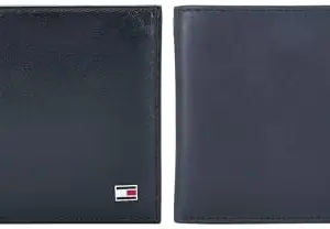 Tommy Hilfiger Navy Men's Wallet (Branden) Elkhom Leather Global Coin Wallet for Men - Navy, 4 Card Slots