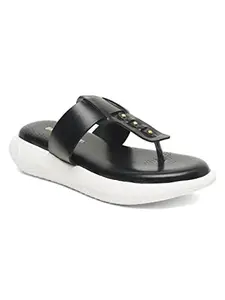 Bruno Manetti Women's Black Slip-On Back Open Flat Sandals