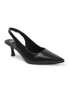 Carlton London Women Black Stylish Backstap Sandal for Casual Wear, Party and Formal Wear with Stiletto Heels (38)