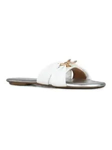 Inc.5 Womens White Casual Solid Open Toe Flat Slip-On Sandals