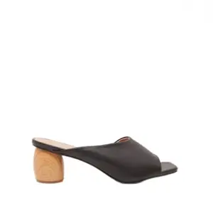 shoexpress Women's Solid Slide Sandals with Low Block Heels Black 4 Kids UK (M1931-108)