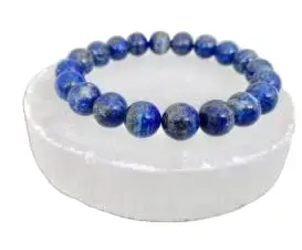 LKBEADS Natural Lapis Lazuli   Gemstone rondelle 10mm smooth 7inch Beads Stretchble bracelet crystal healing energy stone bracelet for Women & Men Adjustable Size