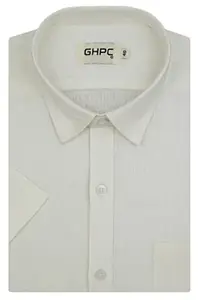 GHPC by Arihant Men's 100% Linen Plain Solid Half Sleeves Regular Fit Formal Shirt (White, FSH1200101_40)