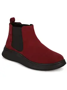 Bruno Manetti Women's Maroon Ankle Length side elastic Boots