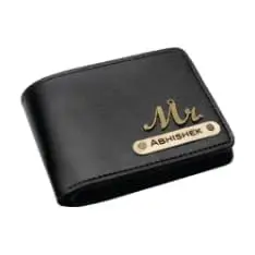 NAVYA ROYAL ART Personalized Custom Genuine Leather Wallet for Men with Name and Charm NWBLACK01