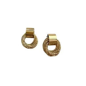 JewelEye Gold-Tone Multi-Loop Statement Earrings, Geometric Design, Metal Stud