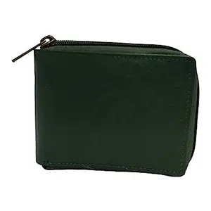Green Leather Zip Wallet by Golden Glory (Unisex)