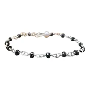 LKBEADS Silver Plated Bracelet with Multicolor Smooth Diamond Beads – Rondelle 4mm – 7 inch Adjustable – For Men & Women|LK_STACK_02358