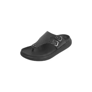 Mochi Men Black Faux Leather comfort Slip-on Sandal UK/6 EU/40 (16-970)