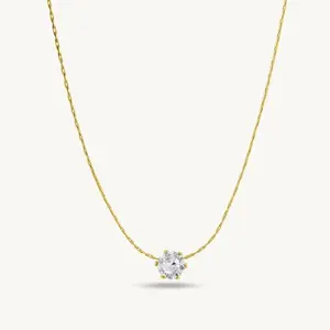 Single Diamond Pendant Necklace For Women and Girls with Extendable Chain