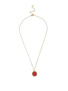 Amazon Brand - Anarva Latest Stylish Red Circle Shape Pendant With Gold-Plated Chain Necklace For Girls & Women Pack Of 1 Pc