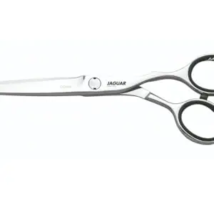 ORANGEWOOD JAGUAR Silver, Line Ocean 5.25'' Serrated Scissors - Silver, Alloy Steel, Polished Finish, Ambidextrous, Steel Handle with Rubber Grip, Hair Cutting & Styling Set for Barbers & Salons
