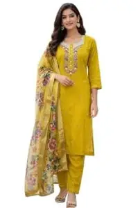 Women Heavy Embroidery & Handwork Kurta Palazzo Dupatta Set