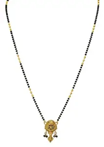 SONI DESIGNS Traditional Necklace Pendant Gold Palted Glorious Hand Meena Long Mangalsutra/Black Beads Mangalsutr For Women Gold long chain(golden mangalsutra 24 inch-no-5)