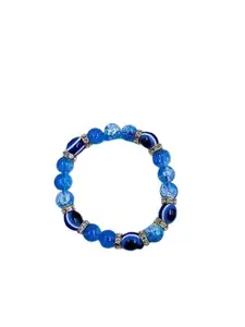 AMIDE BY AD .COM; THINK BIG Resin & Evil Eye Bracelet for Women (Blue & Silver_11gm)