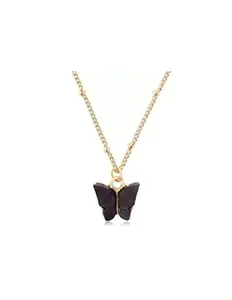Black Design Color Butterfly Pendant Necklace Chain Girls Women