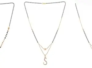 Gold Plated Traditional Black Bead Single Line American Diamond Pendant Jewellary set for Women(Combo) Pack of 3MCN-26-1-33-/