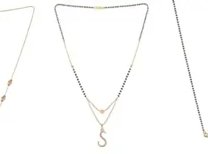 Gold Plated Traditional Black Bead Single Line American Diamond Pendant Jewellary set for Women(Combo) Pack of 3MCN-46-1-19-/