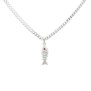 MOONPLUS Sterling Silver Chain with Fish Pendant for Men & Women Pure Silver