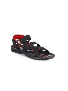 AADI Men's Red Black Comfortable Lightweight Outdoor Casual Sandals & Floaters