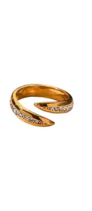 18K Gold Plated PVD Ring with Crystals, Water Resistant, Hypoallergenic