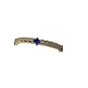Kisona Gold-Plated Blue Stone Bracelet | Adjustable Designer Bangle with Sparkling Crystals for Women & Girls