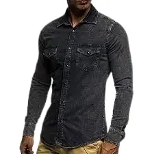 Generic Stylish Cool Long Sleeve Slim Denim Shirt Casual Men's Top