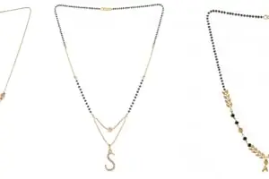 Gold Plated Traditional Black Bead Single Line American Diamond Pendant Jewellary set for Women(Combo) Pack of 3 MSCN-46-1-3-