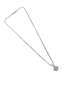 VASUDHA Women Metal Alloy Amercian Diamond Pendant Necklace |Chain With Pendant Artificial Jwellery| Trendy Pendant Jwellery for Women |Size : Free| Silver Color