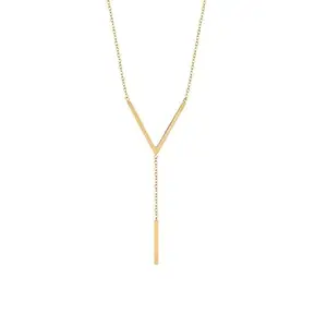 Minimalist Gold Y-Shaped Necklace for Women – Elegant Geometric Bar Pendant Chain Jewelry – Trendy Dainty Layered Necklace for Party, Wedding, Office, Casual Wear & Gift for Girls, Ladies & Women
