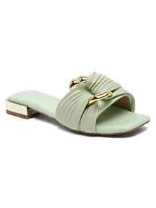 Bruno Manetti women's Mint Slipon Back open Buckle design flat Sandal