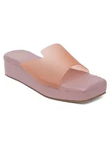Shuz Touch Women Strap Detail Flatform Sandals - Peach