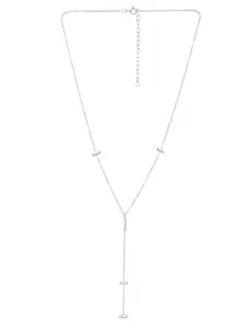 Carlton London Rhodium Plated and Dangling Bar Lariat Necklace