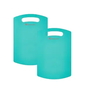 Bureaucrat Plastic Vegetable Cutting Board with Handle [Turquoise] - Plastic Chopping Board - Food-Grade, BPA-Free - Dishwasher & Microwave Safe (34 x 1 x 22 CM)… (Pack of 2(Turquoise))