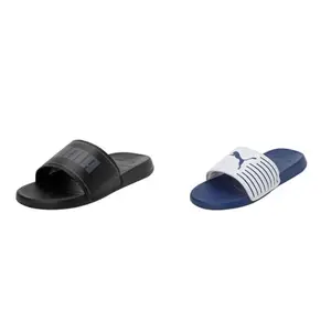 Puma unisex-adult Slide Max Black-Cool Dark Gray Slide Sandal - 8 UK (39453701) unisex-adult Geo Clyde Royal-White Slide Sandal - 8 UK (39453805)