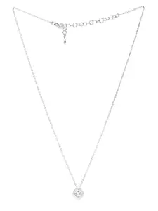 Carlton London Rhodium Plated Square Pendant Necklace for women